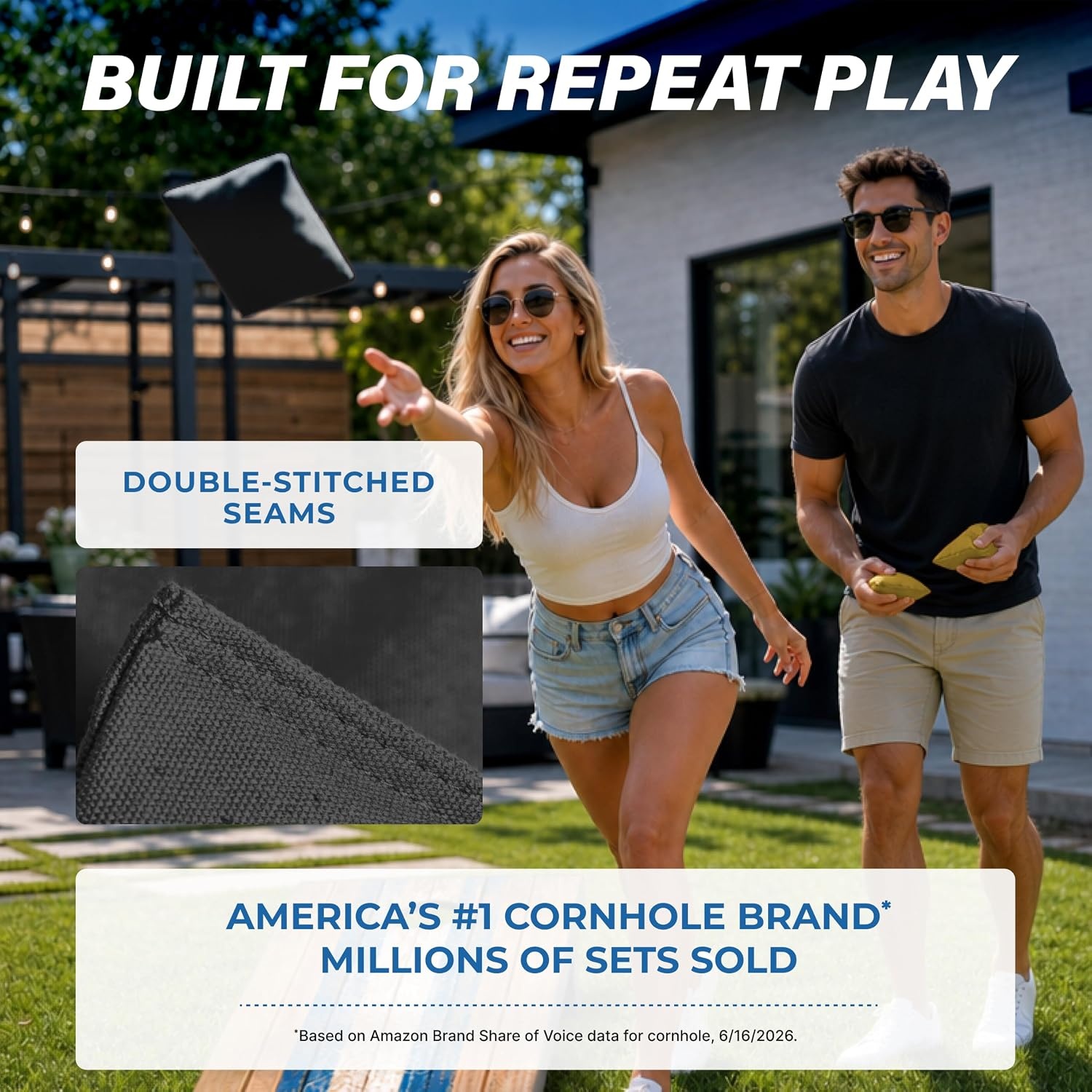 image:imageGoSports Classic Cornhole Bean Bags Set of 416 Colors Available  Regulation All Weather Mix and MatchBlack