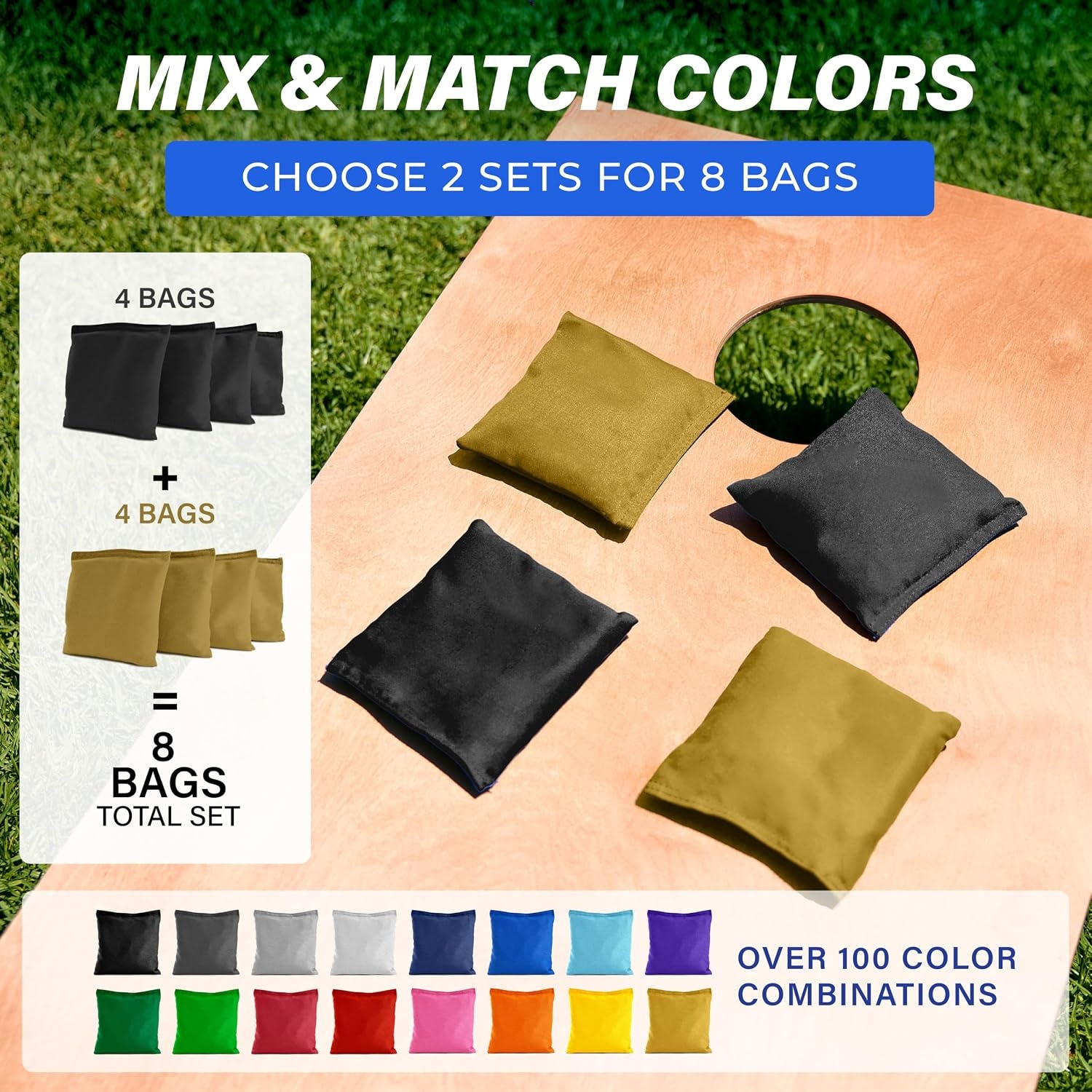 image:imageGoSports Classic Cornhole Bean Bags Set of 416 Colors Available  Regulation All Weather Mix and MatchBlack