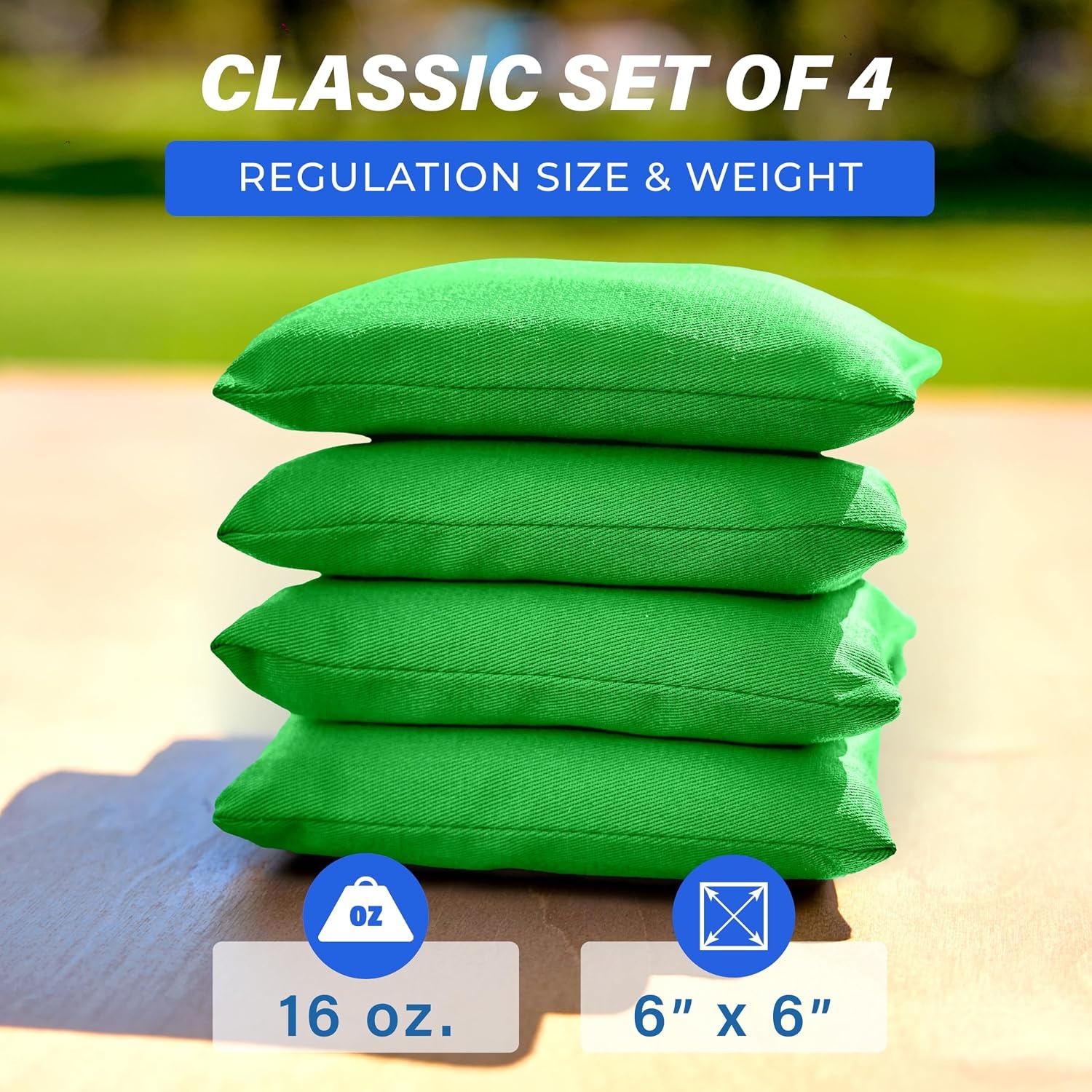 image:imageGoSports Classic Cornhole Bean Bags Set of 416 Colors Available  Regulation All Weather Mix and MatchBright Green