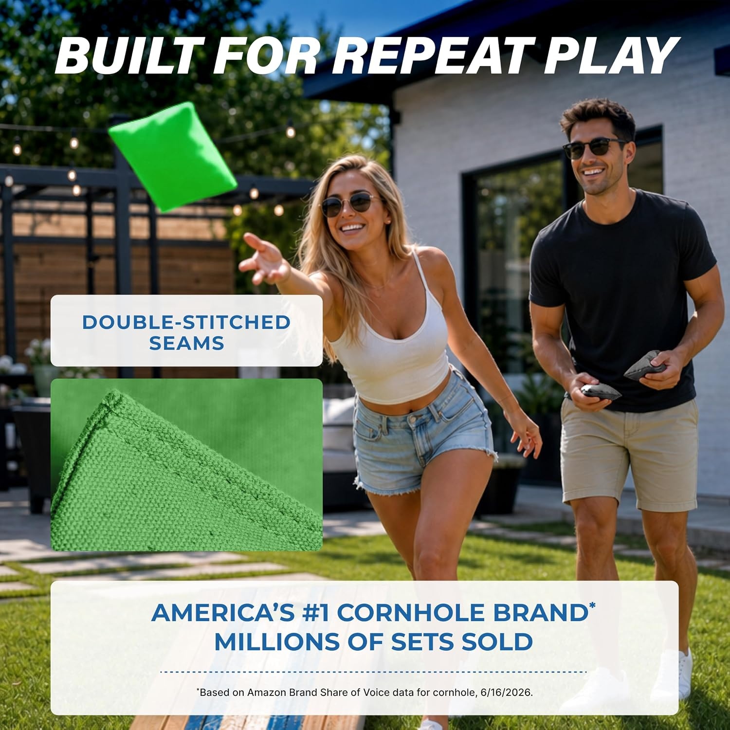 image:imageGoSports Classic Cornhole Bean Bags Set of 416 Colors Available  Regulation All Weather Mix and MatchBright Green