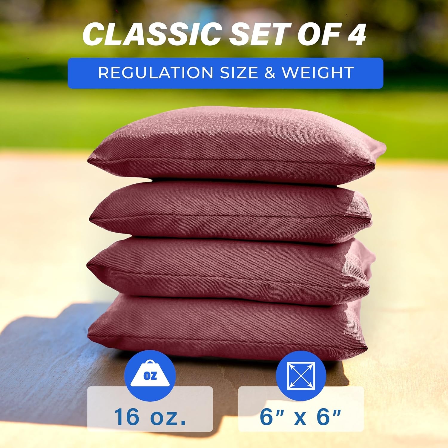image:imageGoSports Classic Cornhole Bean Bags Set of 416 Colors Available  Regulation All Weather Mix and MatchBurgundy
