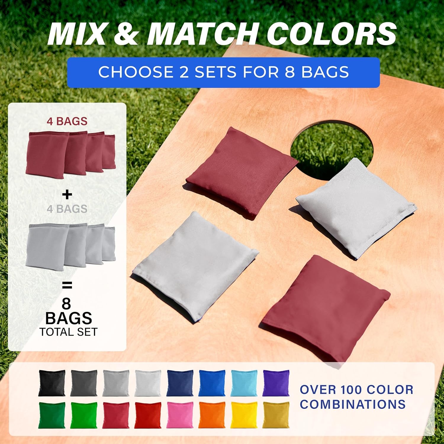 image:imageGoSports Classic Cornhole Bean Bags Set of 416 Colors Available  Regulation All Weather Mix and MatchBurgundy
