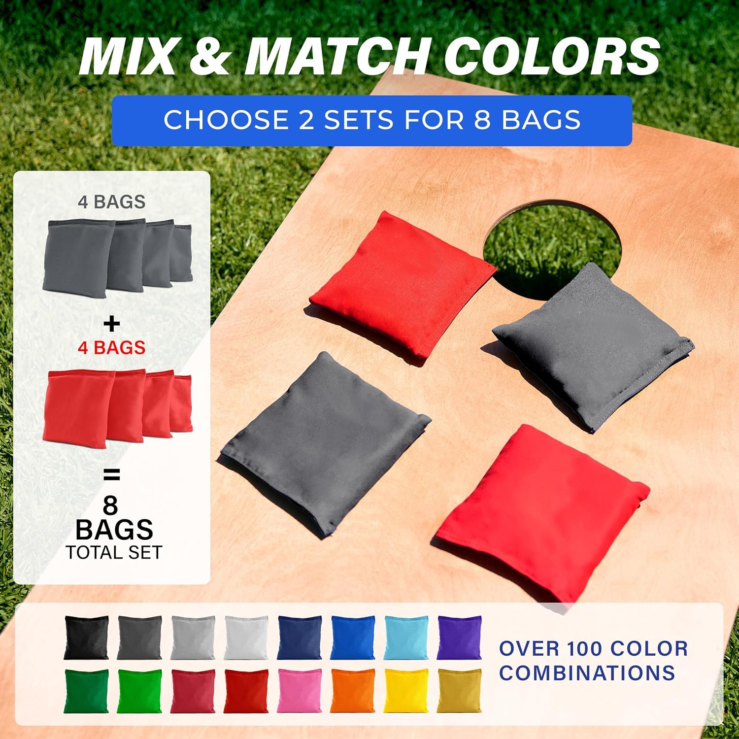 image:imageGoSports Classic Cornhole Bean Bags Set of 416 Colors Available  Regulation All Weather Mix and MatchDark Gray