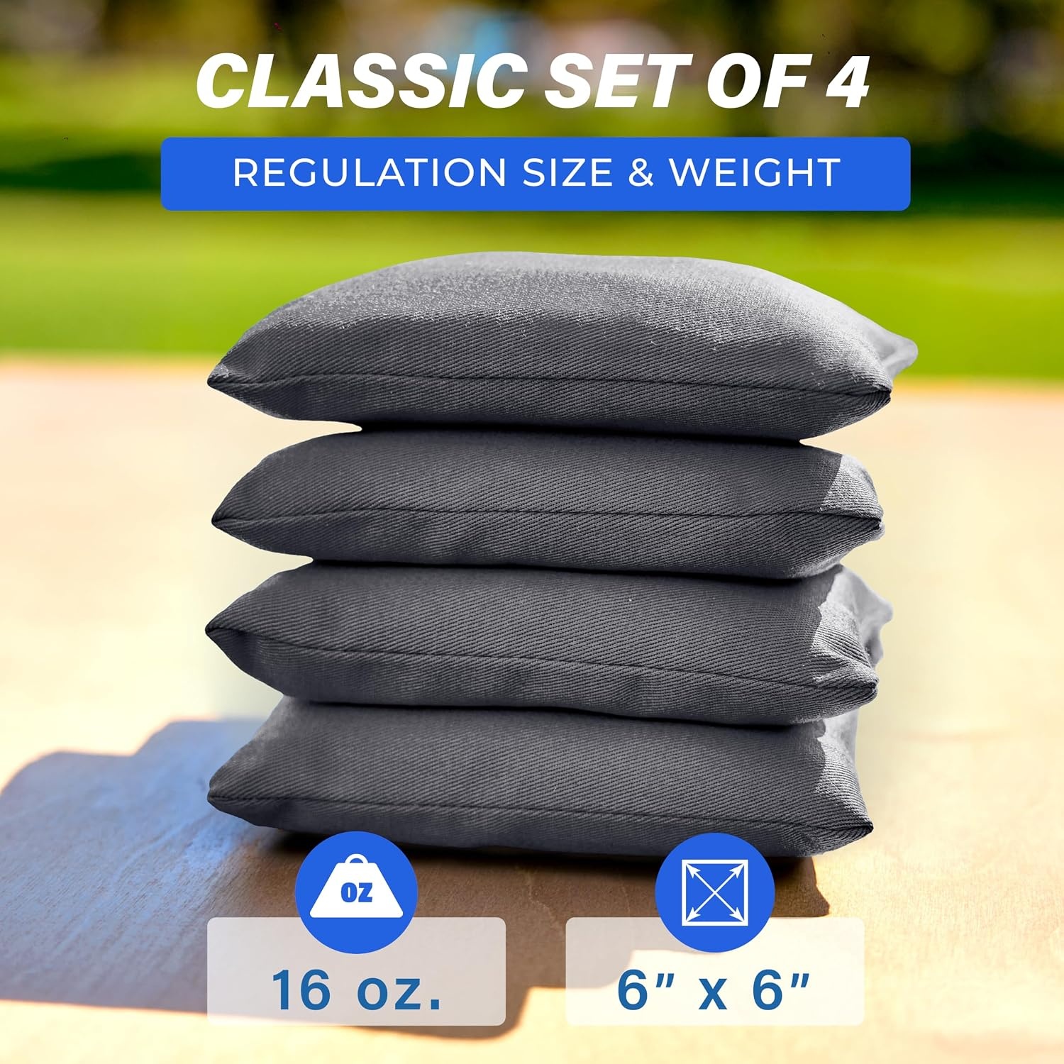 image:imageGoSports Classic Cornhole Bean Bags Set of 416 Colors Available  Regulation All Weather Mix and MatchDark Gray