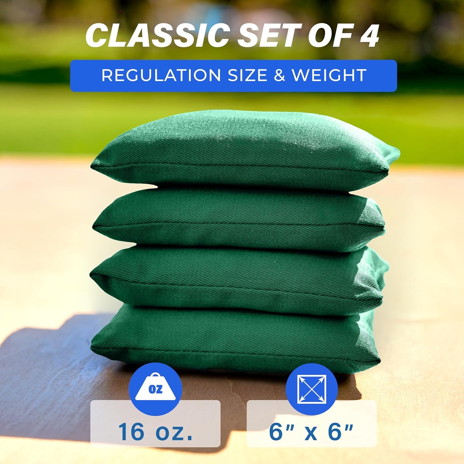 image:imageGoSports Classic Cornhole Bean Bags Set of 416 Colors Available  Regulation All Weather Mix and MatchDark Green