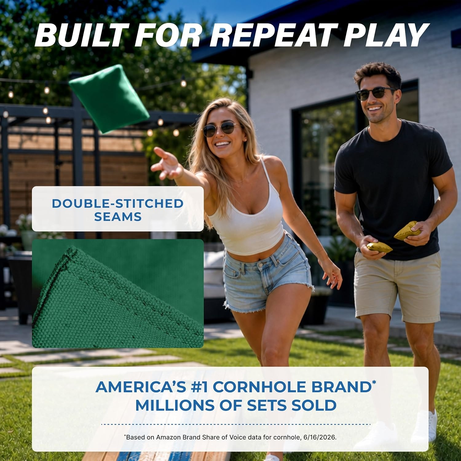 image:imageGoSports Classic Cornhole Bean Bags Set of 416 Colors Available  Regulation All Weather Mix and MatchDark Green