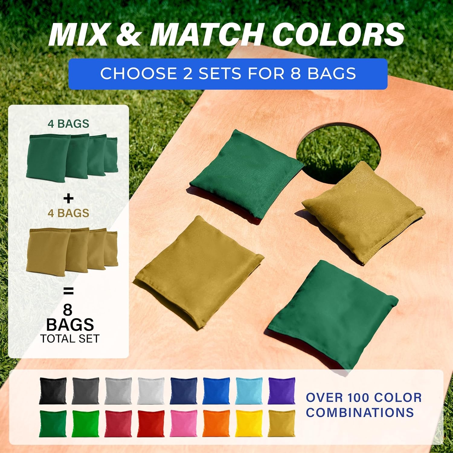 image:imageGoSports Classic Cornhole Bean Bags Set of 416 Colors Available  Regulation All Weather Mix and MatchDark Green