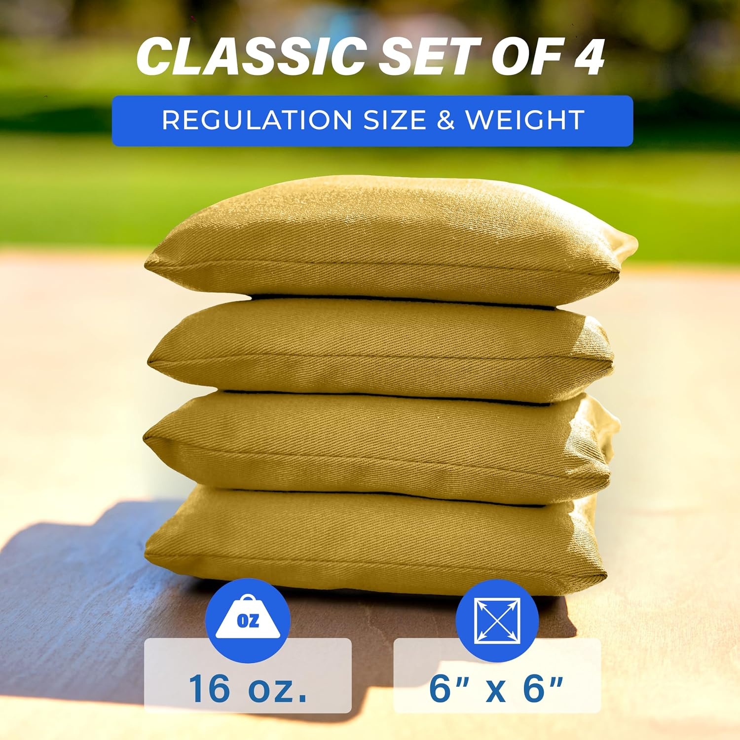 image:imageGoSports Classic Cornhole Bean Bags Set of 416 Colors Available  Regulation All Weather Mix and MatchGold