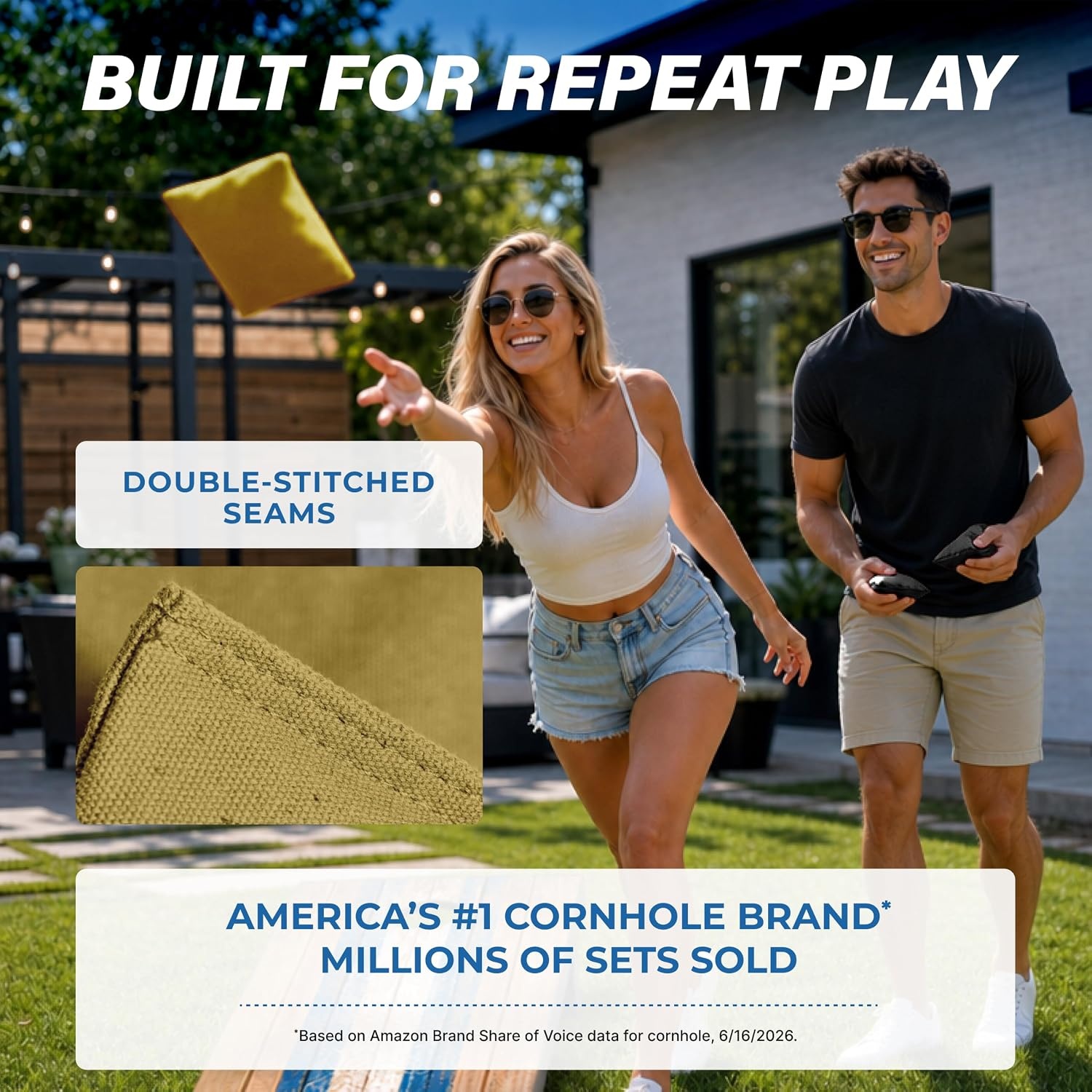 image:imageGoSports Classic Cornhole Bean Bags Set of 416 Colors Available  Regulation All Weather Mix and MatchGold