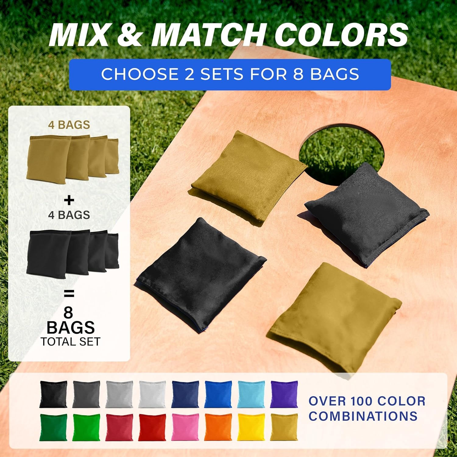 image:imageGoSports Classic Cornhole Bean Bags Set of 416 Colors Available  Regulation All Weather Mix and MatchGold