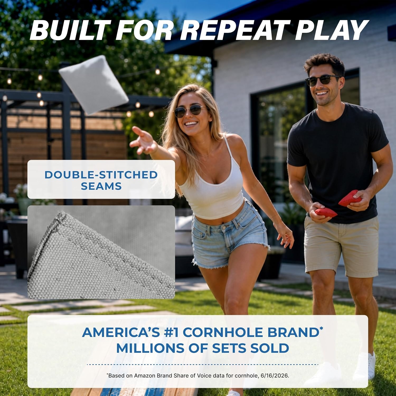 image:imageGoSports Classic Cornhole Bean Bags Set of 416 Colors Available  Regulation All Weather Mix and MatchGray