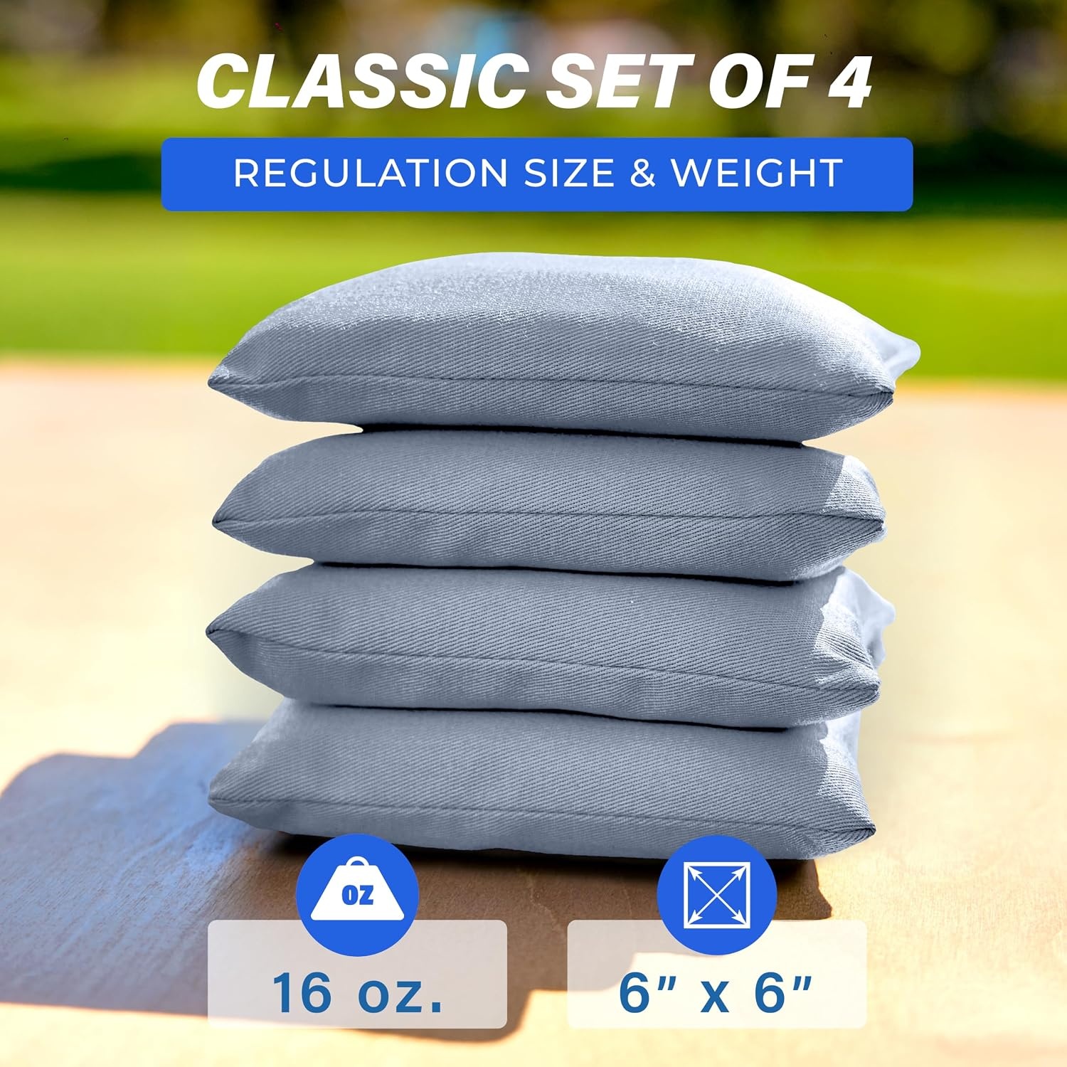 image:imageGoSports Classic Cornhole Bean Bags Set of 416 Colors Available  Regulation All Weather Mix and MatchGray