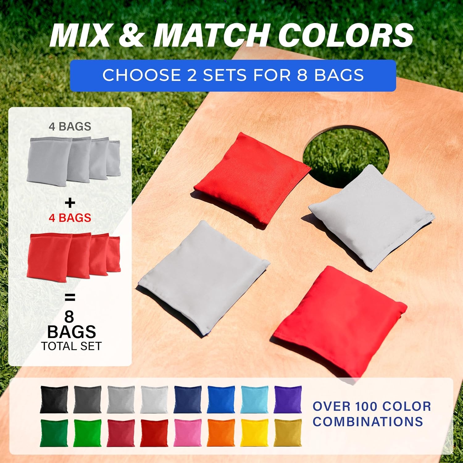 image:imageGoSports Classic Cornhole Bean Bags Set of 416 Colors Available  Regulation All Weather Mix and MatchGray