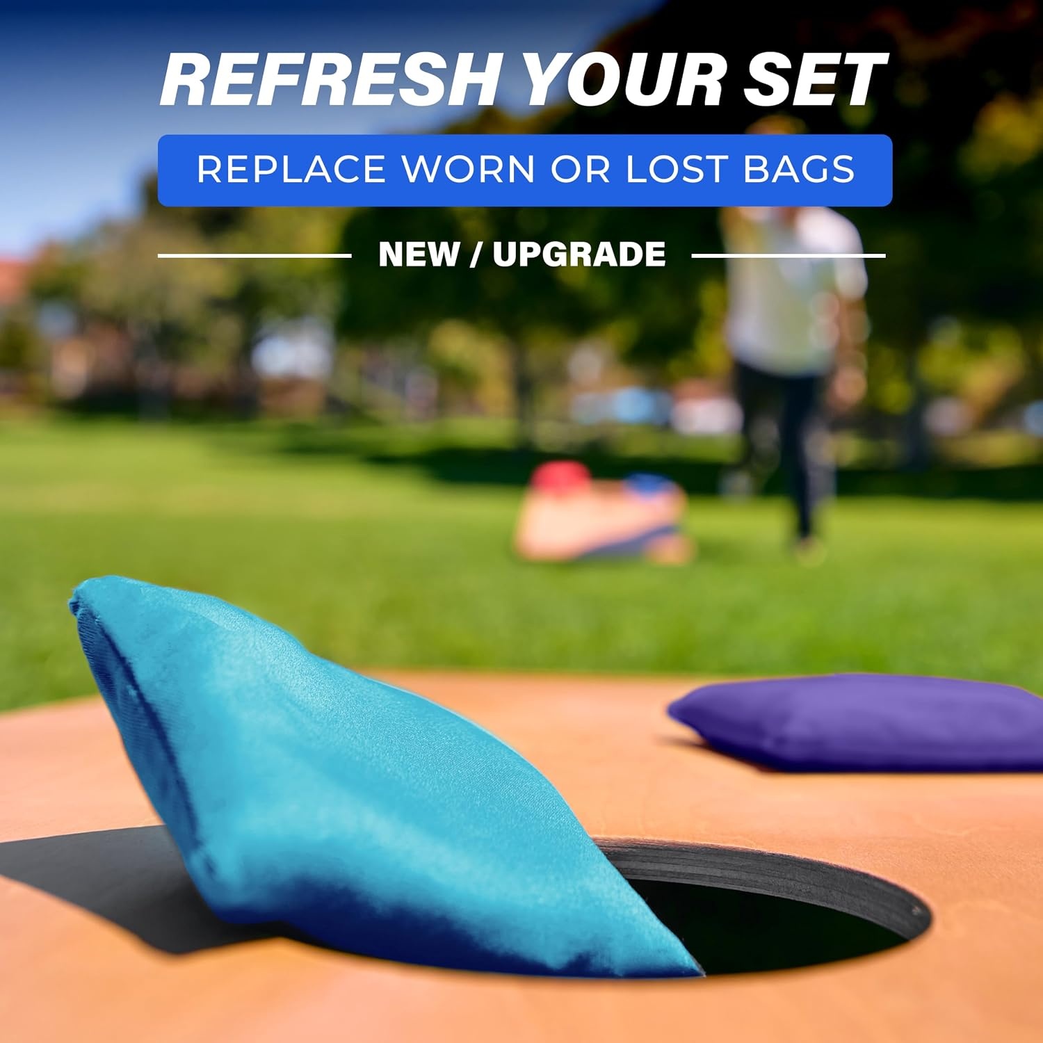 image:imageGoSports Classic Cornhole Bean Bags Set of 416 Colors Available  Regulation All Weather Mix and MatchLight Blue