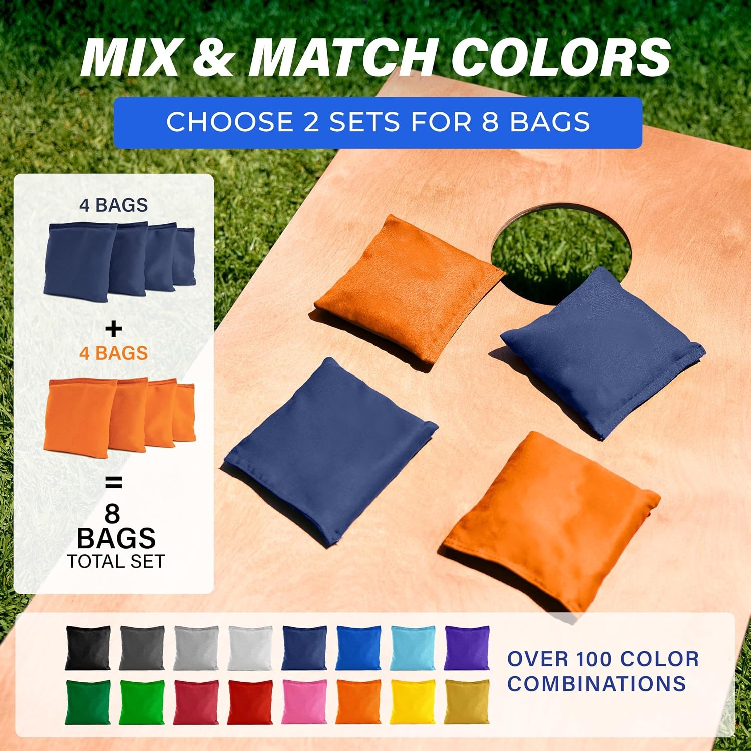 image:imageGoSports Classic Cornhole Bean Bags Set of 416 Colors Available  Regulation All Weather Mix and MatchNavy