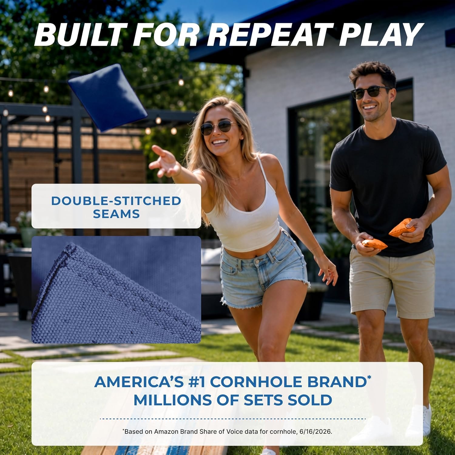 image:imageGoSports Classic Cornhole Bean Bags Set of 416 Colors Available  Regulation All Weather Mix and MatchNavy
