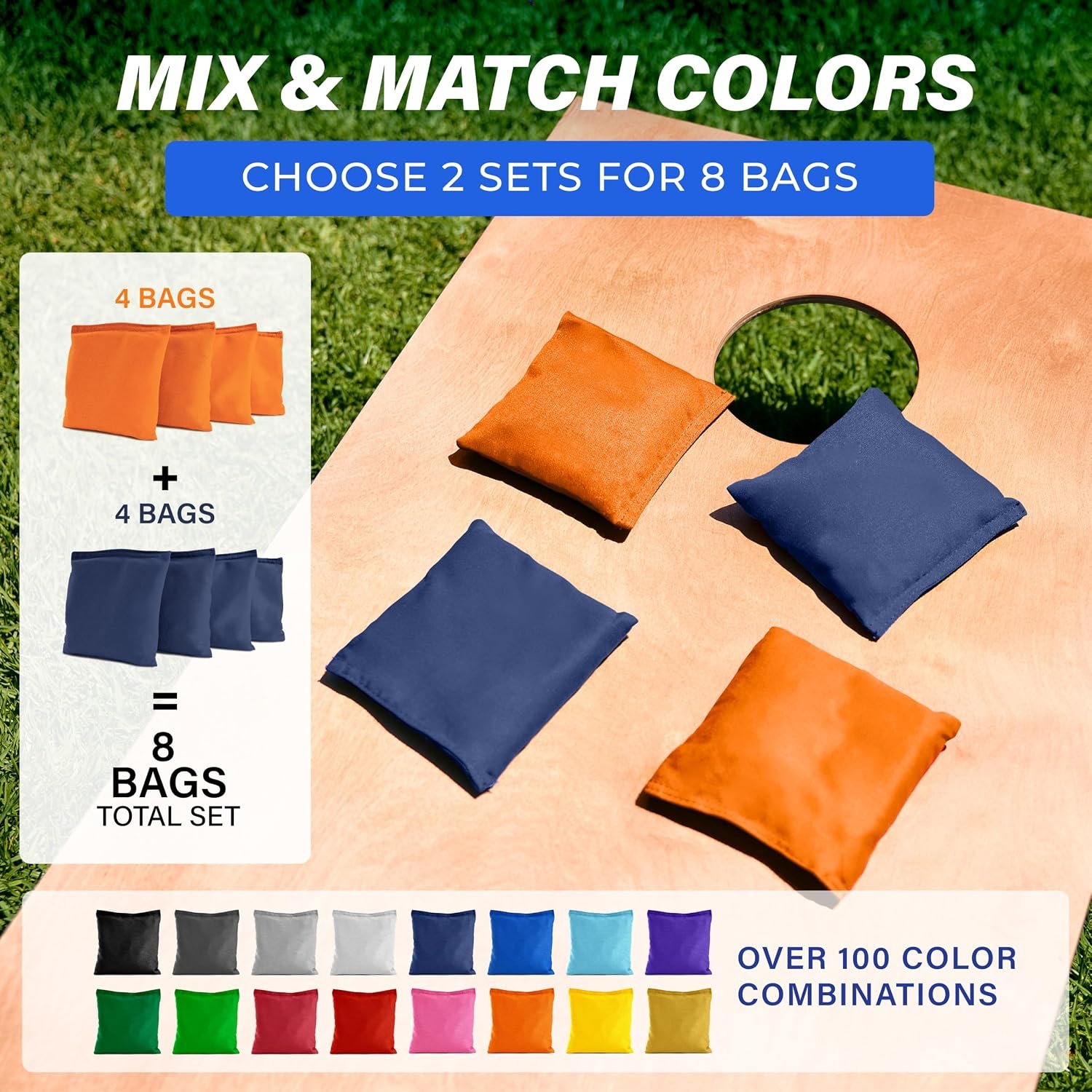image:imageGoSports Classic Cornhole Bean Bags Set of 416 Colors Available  Regulation All Weather Mix and MatchOrange