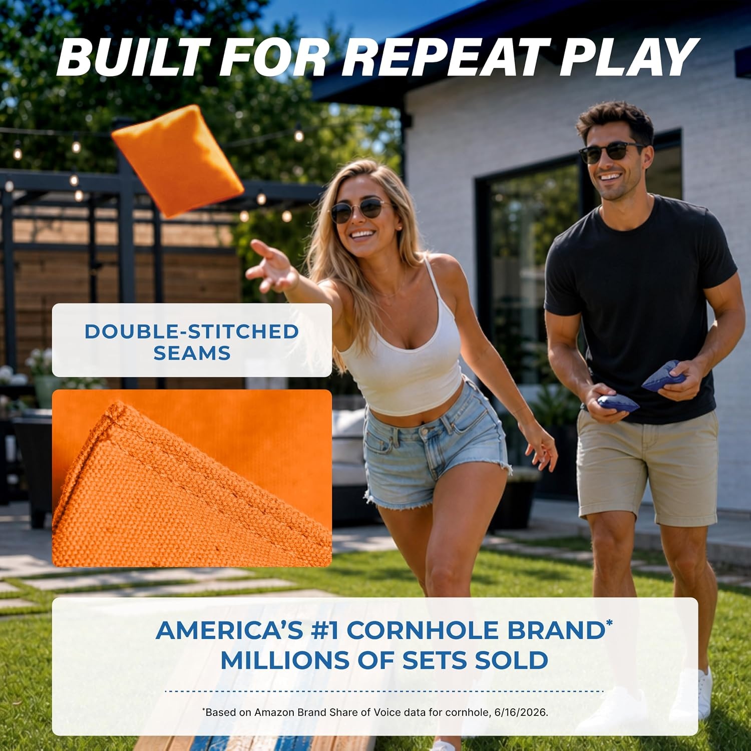 image:imageGoSports Classic Cornhole Bean Bags Set of 416 Colors Available  Regulation All Weather Mix and MatchOrange