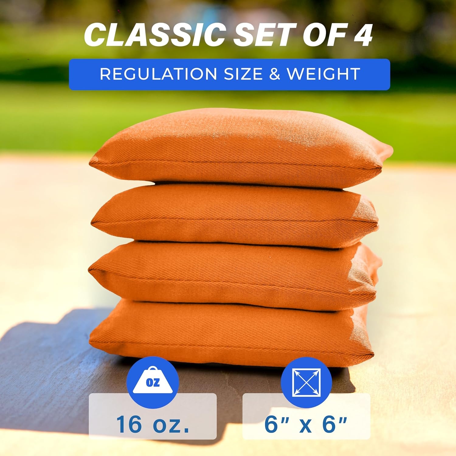 image:imageGoSports Classic Cornhole Bean Bags Set of 416 Colors Available  Regulation All Weather Mix and MatchOrange