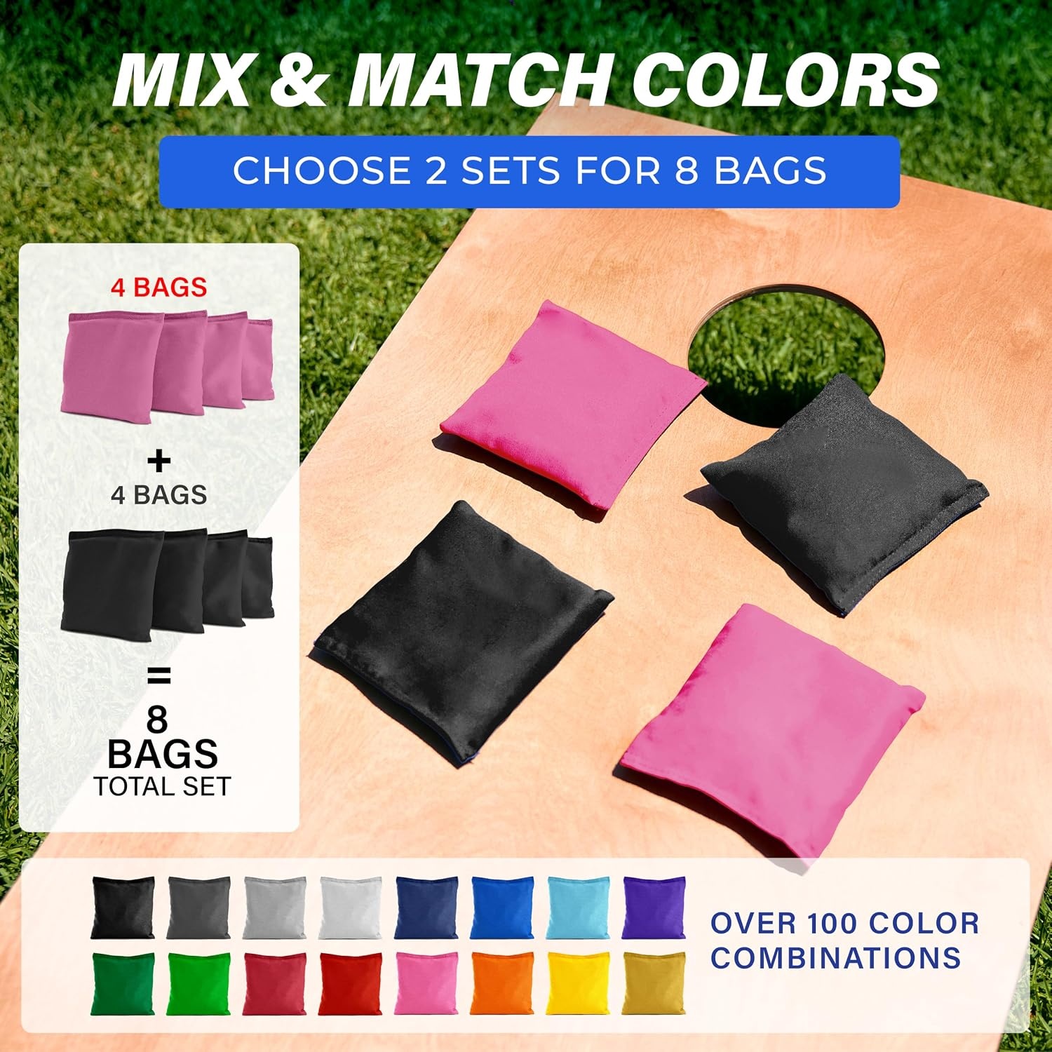 image:imageGoSports Classic Cornhole Bean Bags Set of 416 Colors Available  Regulation All Weather Mix and MatchPink