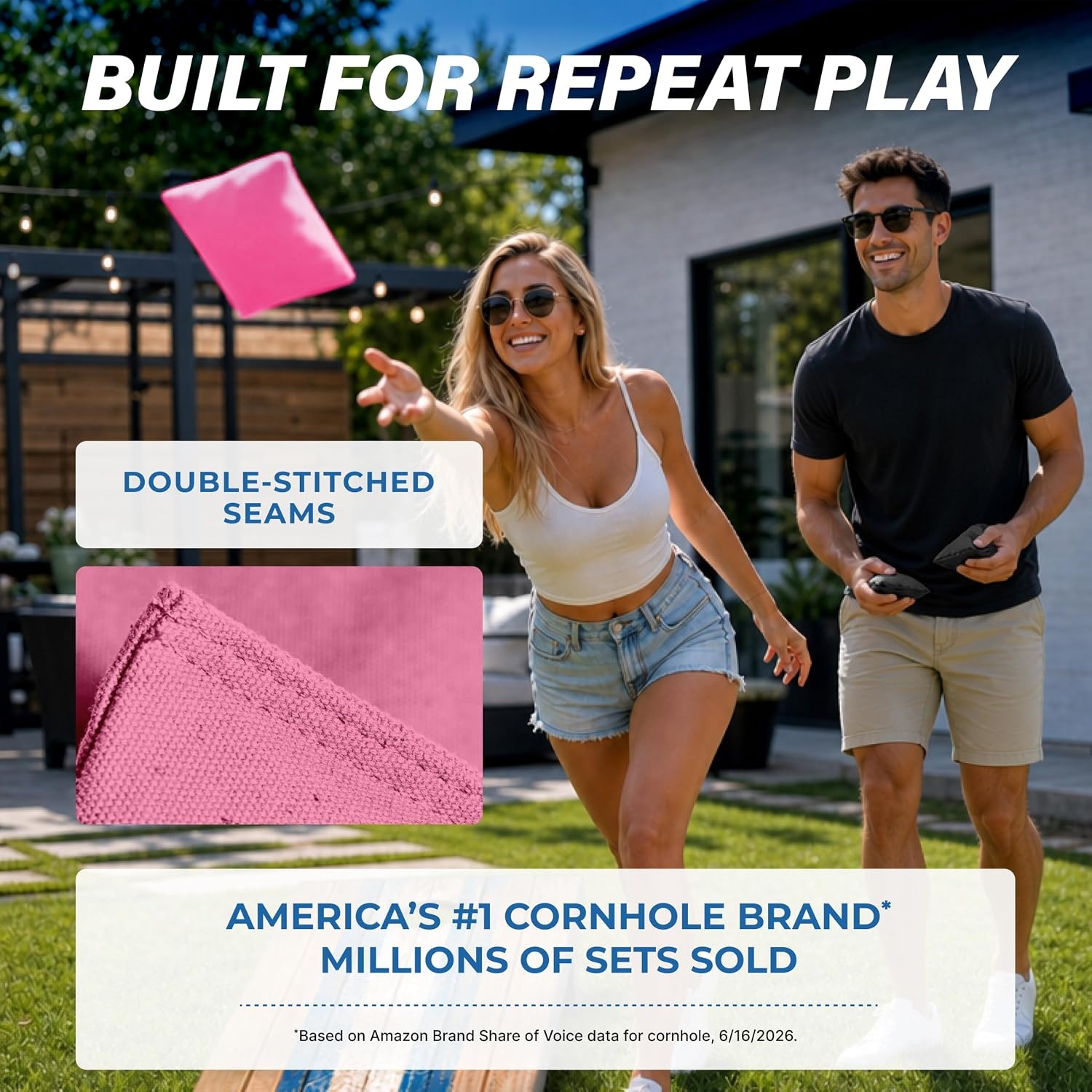 image:imageGoSports Classic Cornhole Bean Bags Set of 416 Colors Available  Regulation All Weather Mix and MatchPink