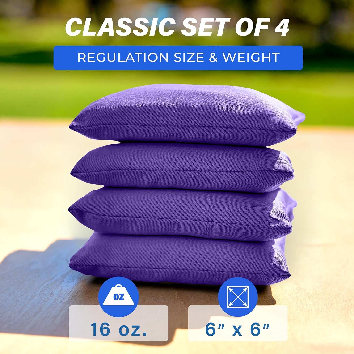 image:imageGoSports Classic Cornhole Bean Bags Set of 416 Colors Available  Regulation All Weather Mix and MatchPurple