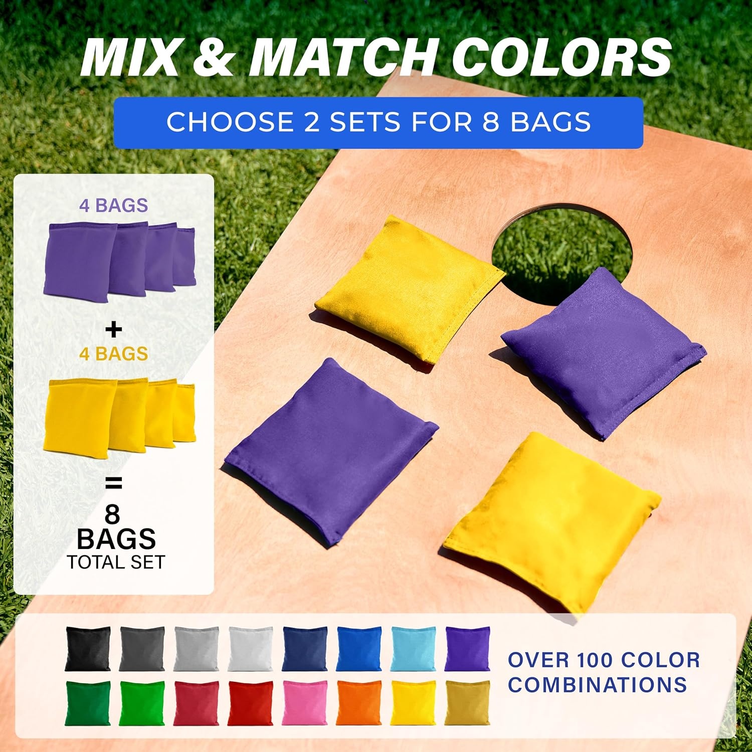 image:imageGoSports Classic Cornhole Bean Bags Set of 416 Colors Available  Regulation All Weather Mix and MatchPurple