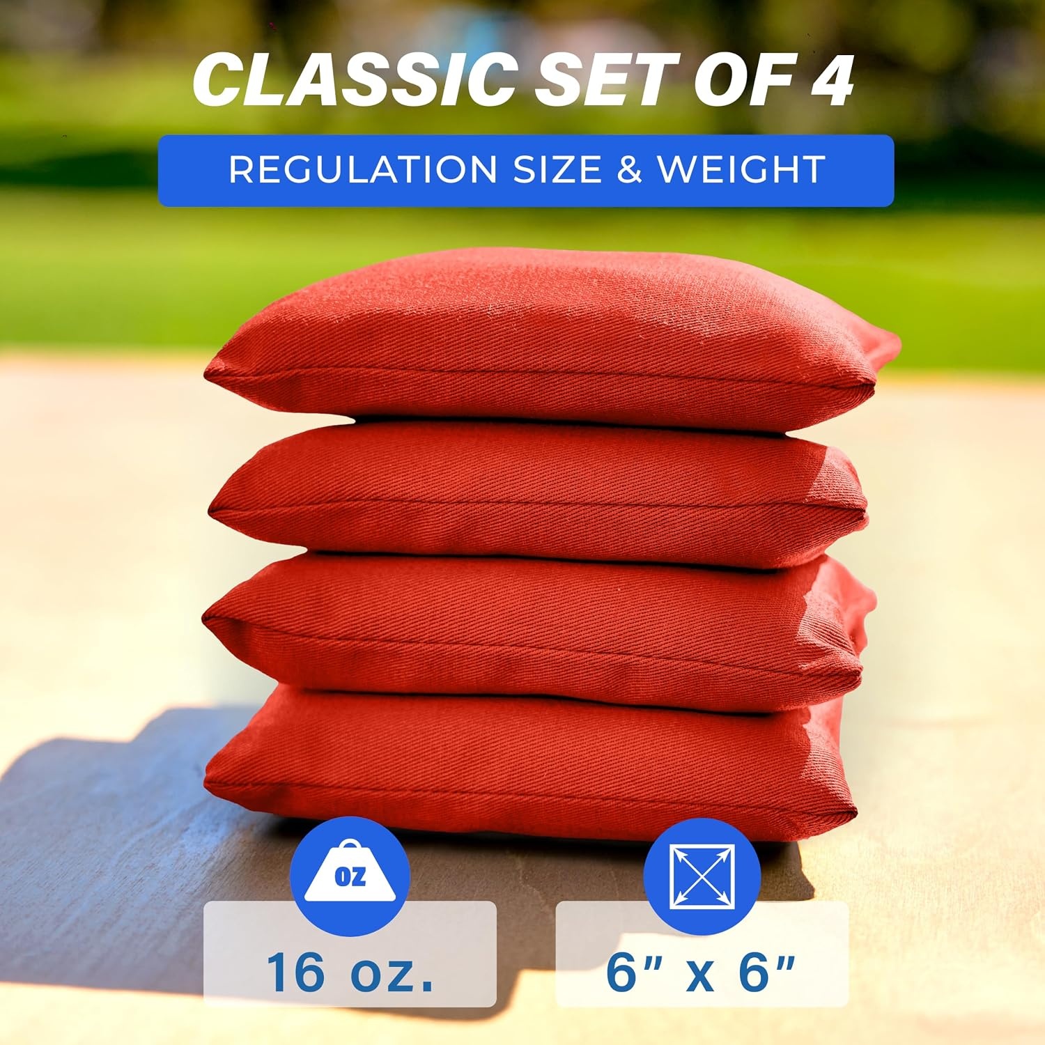 image:imageGoSports Classic Cornhole Bean Bags Set of 416 Colors Available  Regulation All Weather Mix and MatchRed
