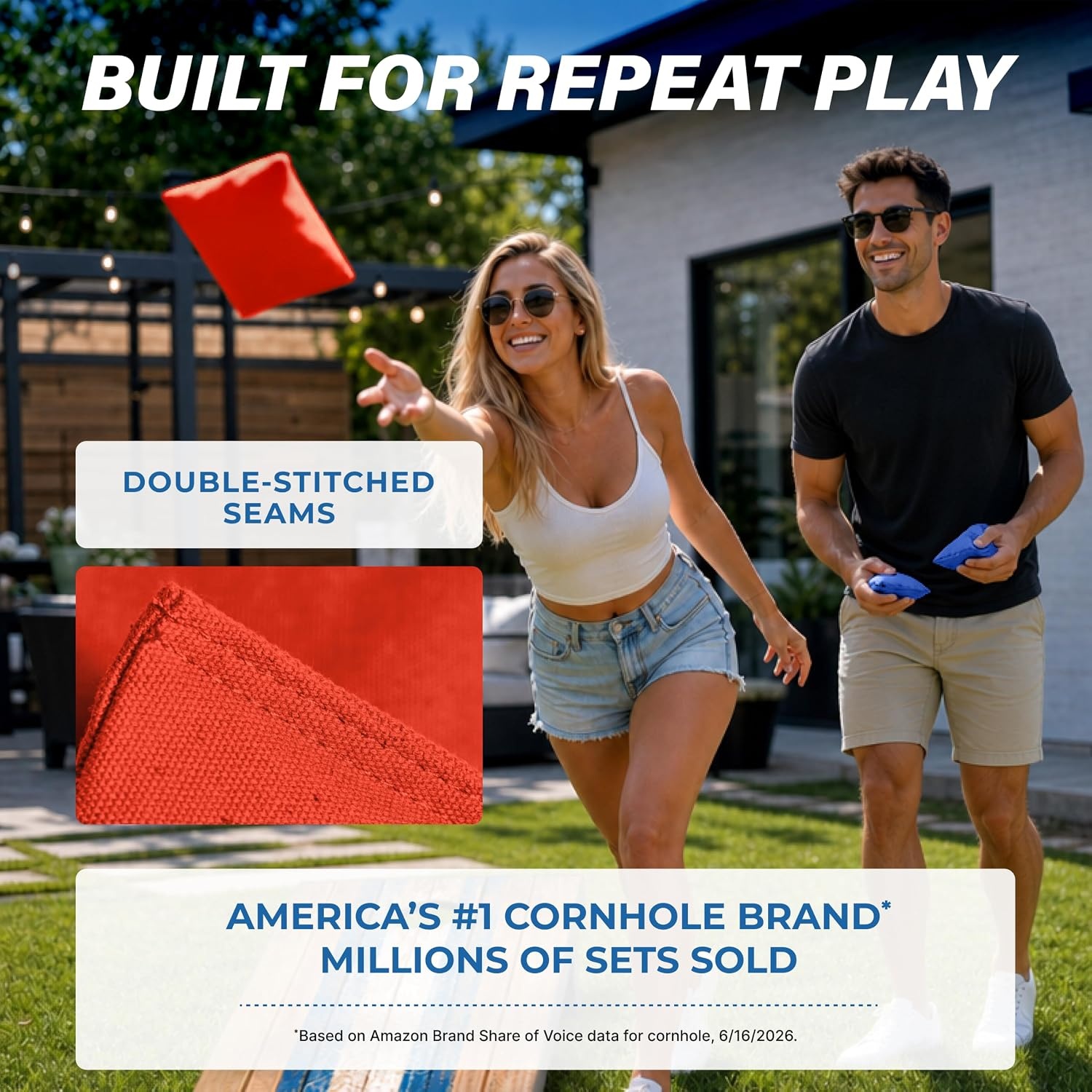 image:imageGoSports Classic Cornhole Bean Bags Set of 416 Colors Available  Regulation All Weather Mix and MatchRed