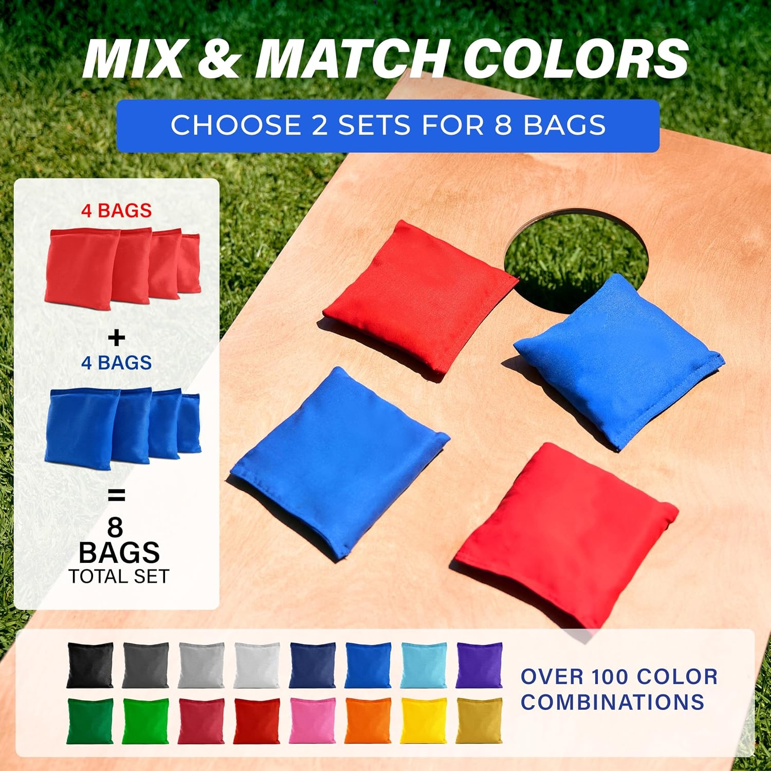 image:imageGoSports Classic Cornhole Bean Bags Set of 416 Colors Available  Regulation All Weather Mix and MatchRed