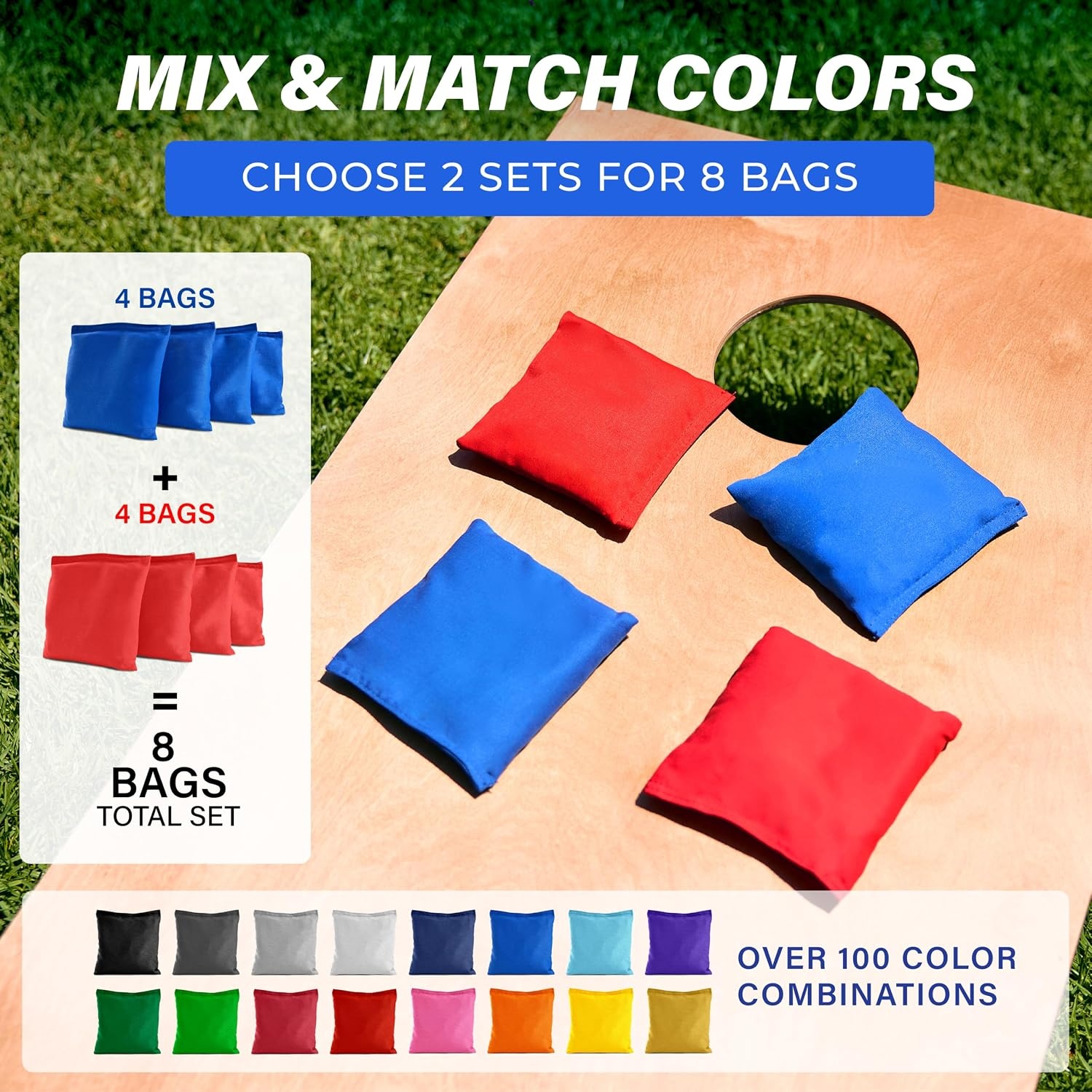 image:imageGoSports Classic Cornhole Bean Bags Set of 416 Colors Available  Regulation All Weather Mix and MatchRoyal Blue