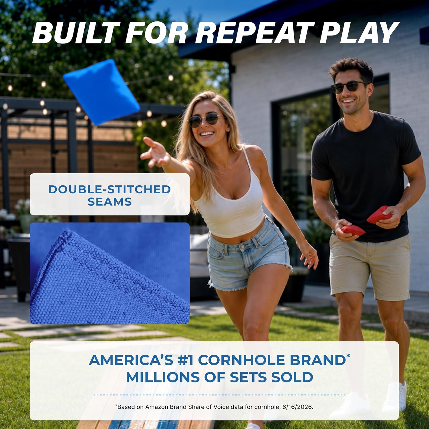 image:imageGoSports Classic Cornhole Bean Bags Set of 416 Colors Available  Regulation All Weather Mix and MatchRoyal Blue