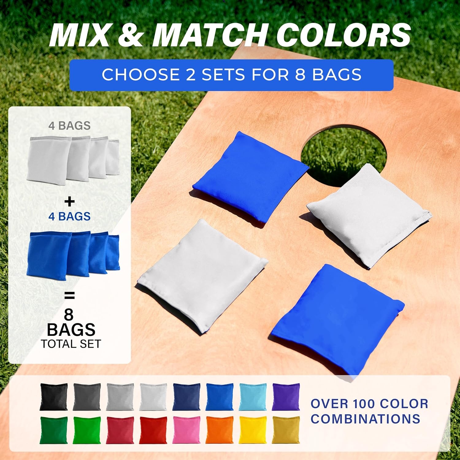 image:imageGoSports Classic Cornhole Bean Bags Set of 416 Colors Available  Regulation All Weather Mix and MatchWhite