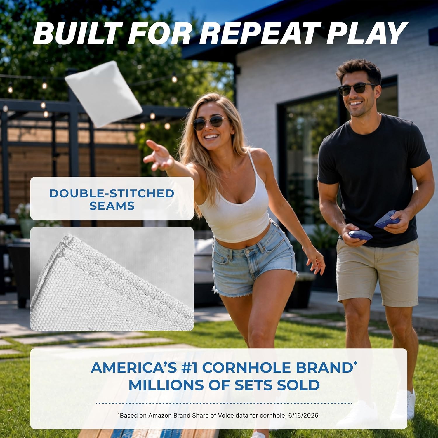 image:imageGoSports Classic Cornhole Bean Bags Set of 416 Colors Available  Regulation All Weather Mix and MatchWhite