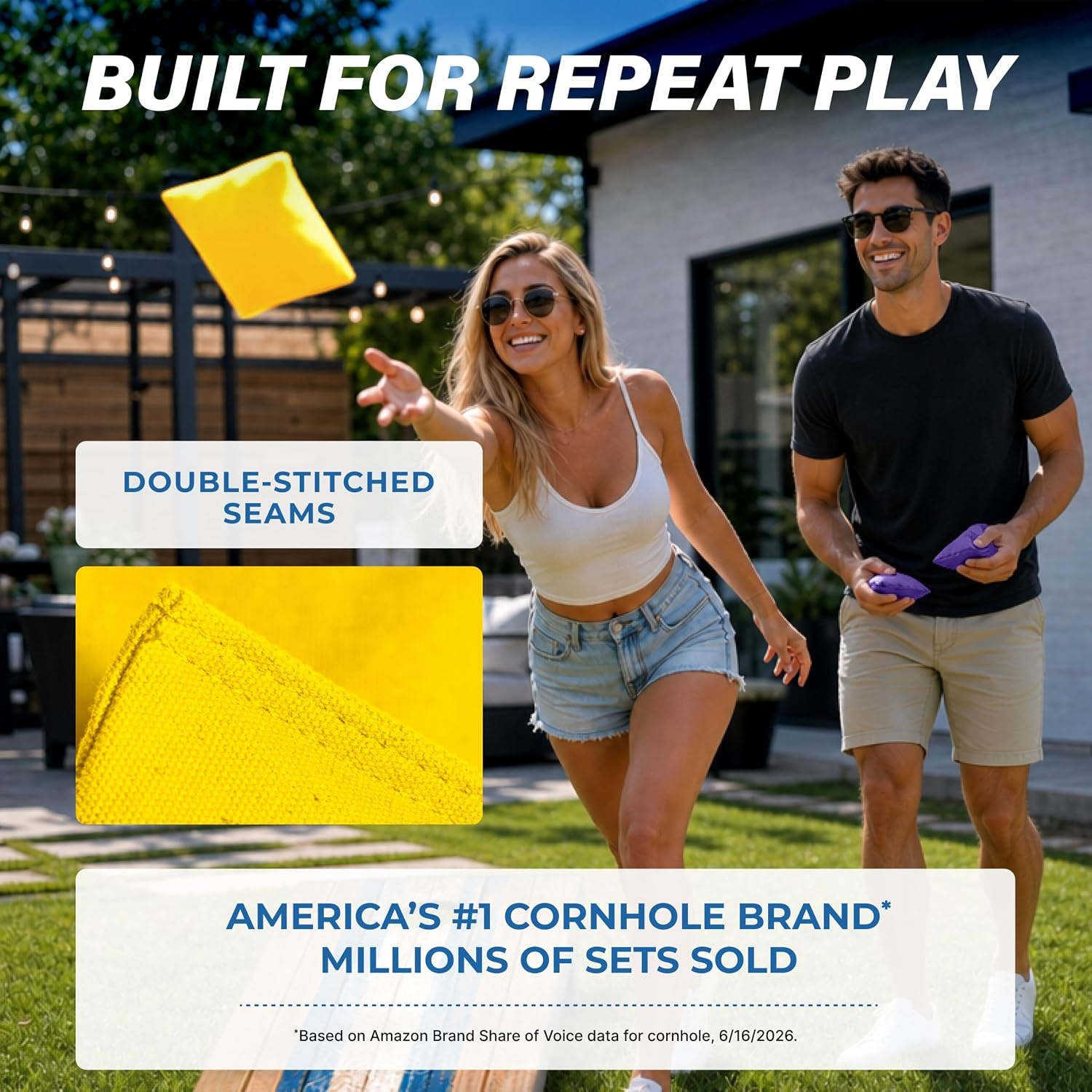 image:imageGoSports Classic Cornhole Bean Bags Set of 416 Colors Available  Regulation All Weather Mix and MatchYellow
