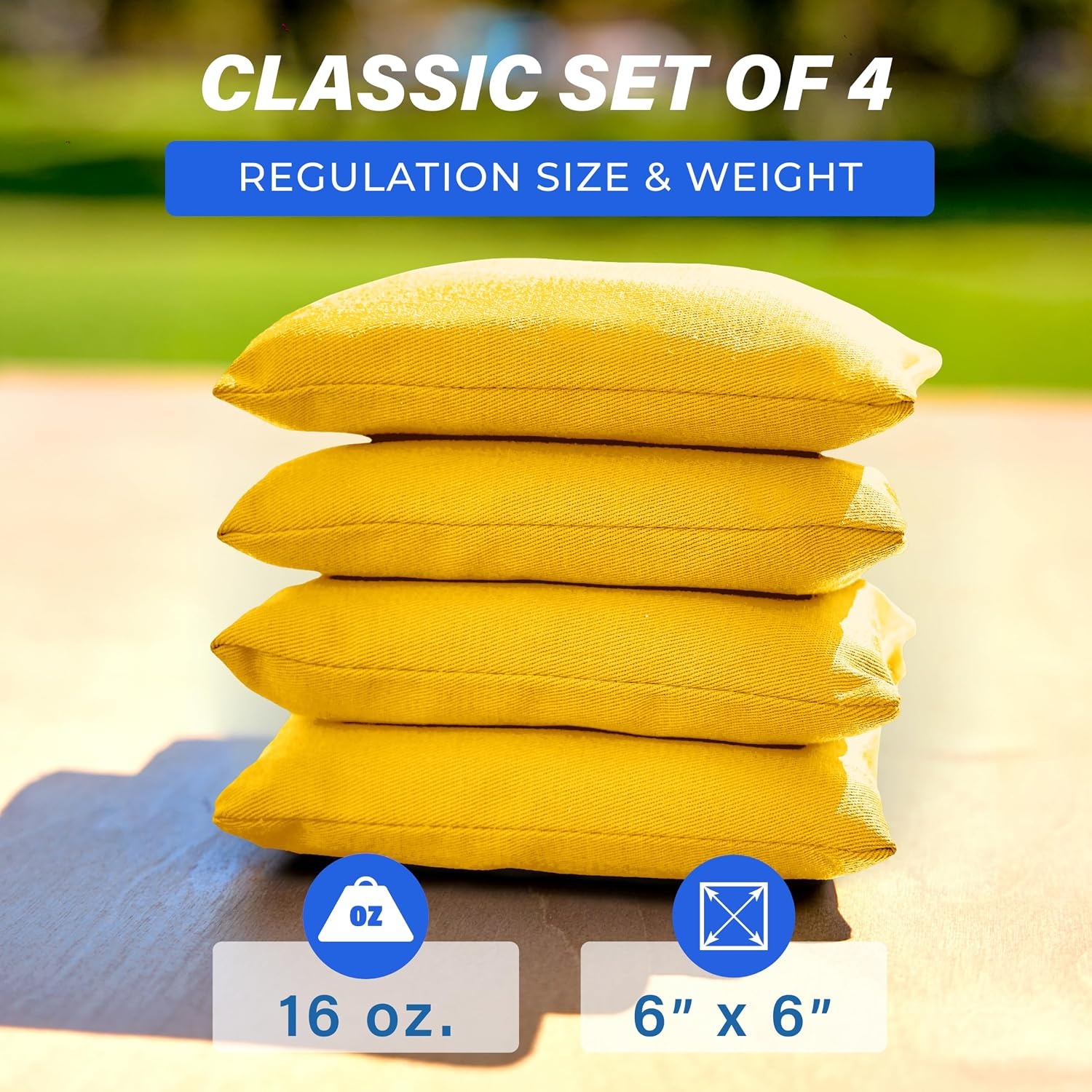 image:imageGoSports Classic Cornhole Bean Bags Set of 416 Colors Available  Regulation All Weather Mix and MatchYellow