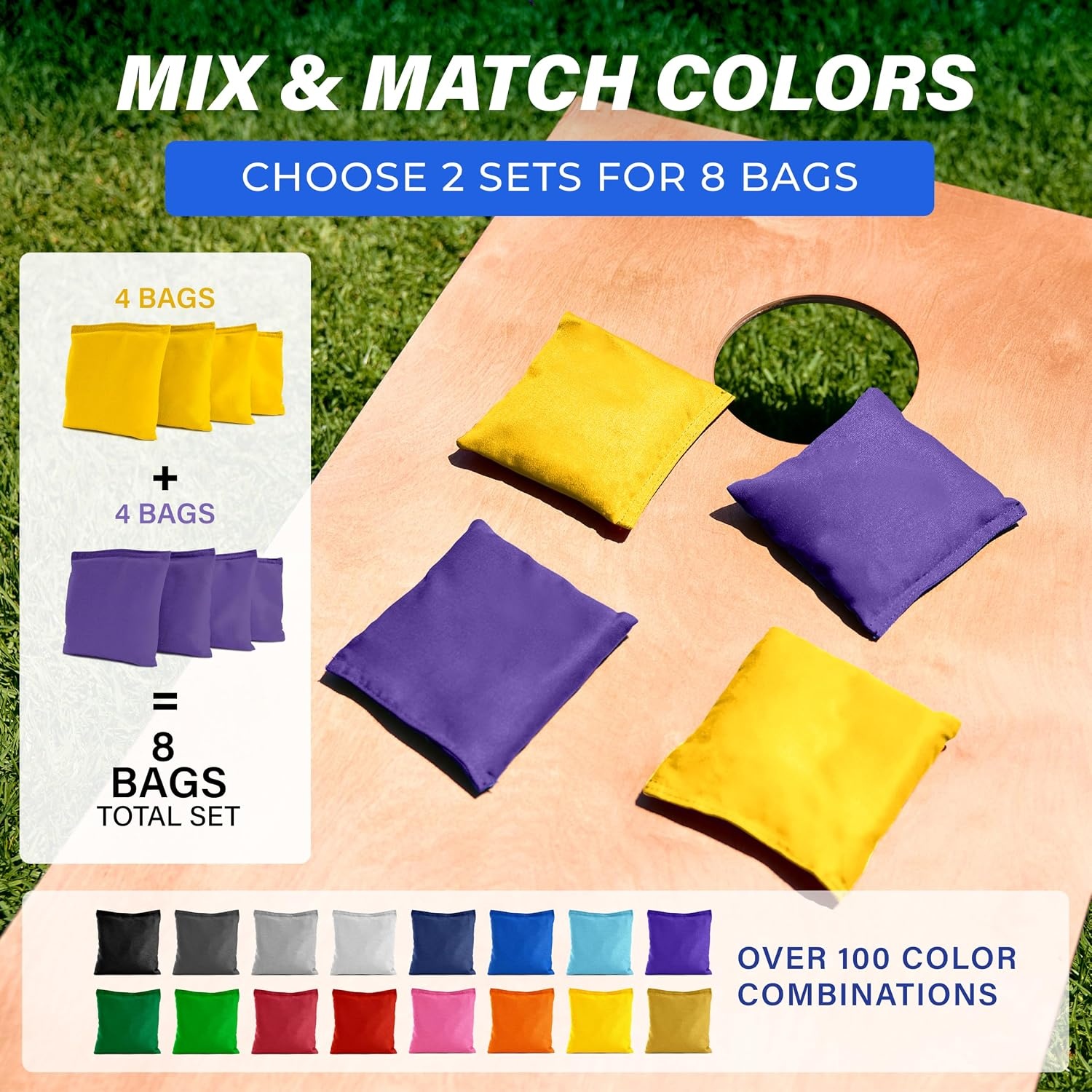 image:imageGoSports Classic Cornhole Bean Bags Set of 416 Colors Available  Regulation All Weather Mix and MatchYellow