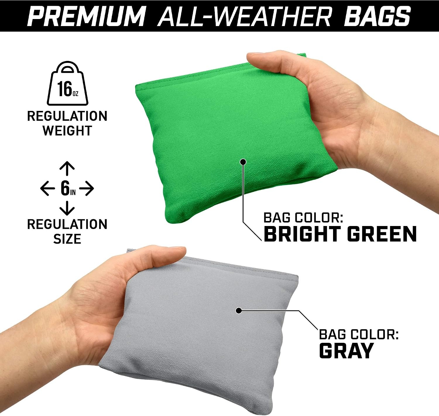 image:imageGoSports 4 x 2 Commercial Grade Cornhole Boards Set  Natural Wood Cornhole Boards Choose from Different Bean Bag Color CombinationsBright Green  Gray