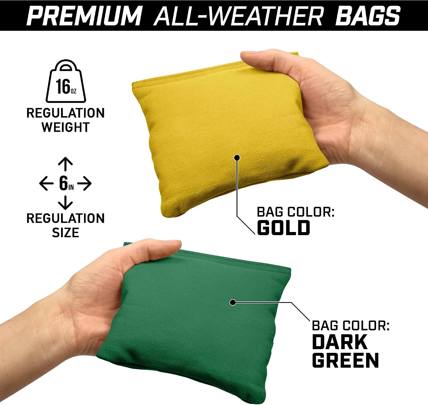 image:imageGoSports 4 x 2 Commercial Grade Cornhole Boards Set  Natural Wood Cornhole Boards Choose from Different Bean Bag Color CombinationsDark Green  Gold