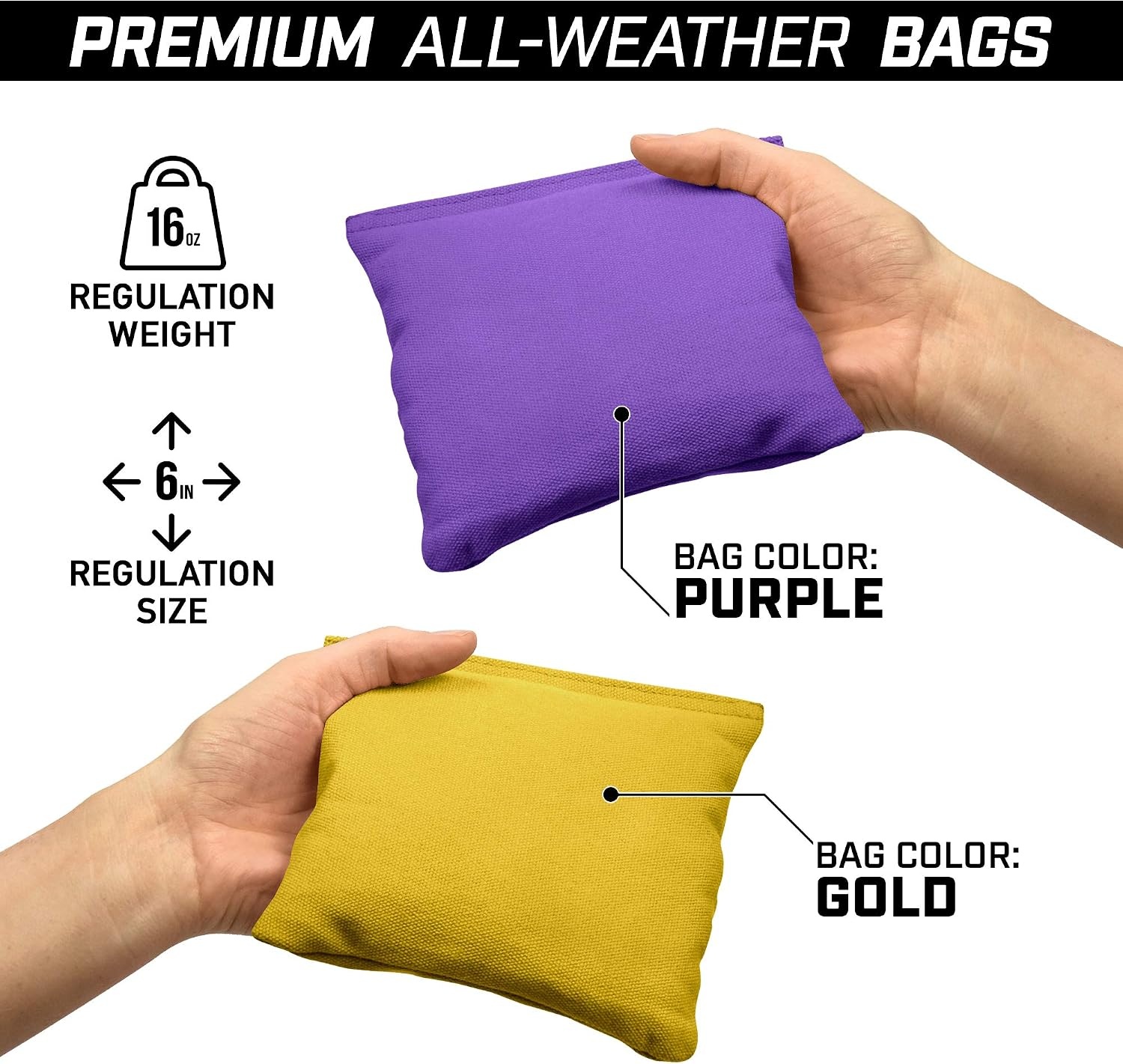 image:imageGoSports 4 x 2 Commercial Grade Cornhole Boards Set  Natural Wood Cornhole Boards Choose from Different Bean Bag Color CombinationsPurple  Gold