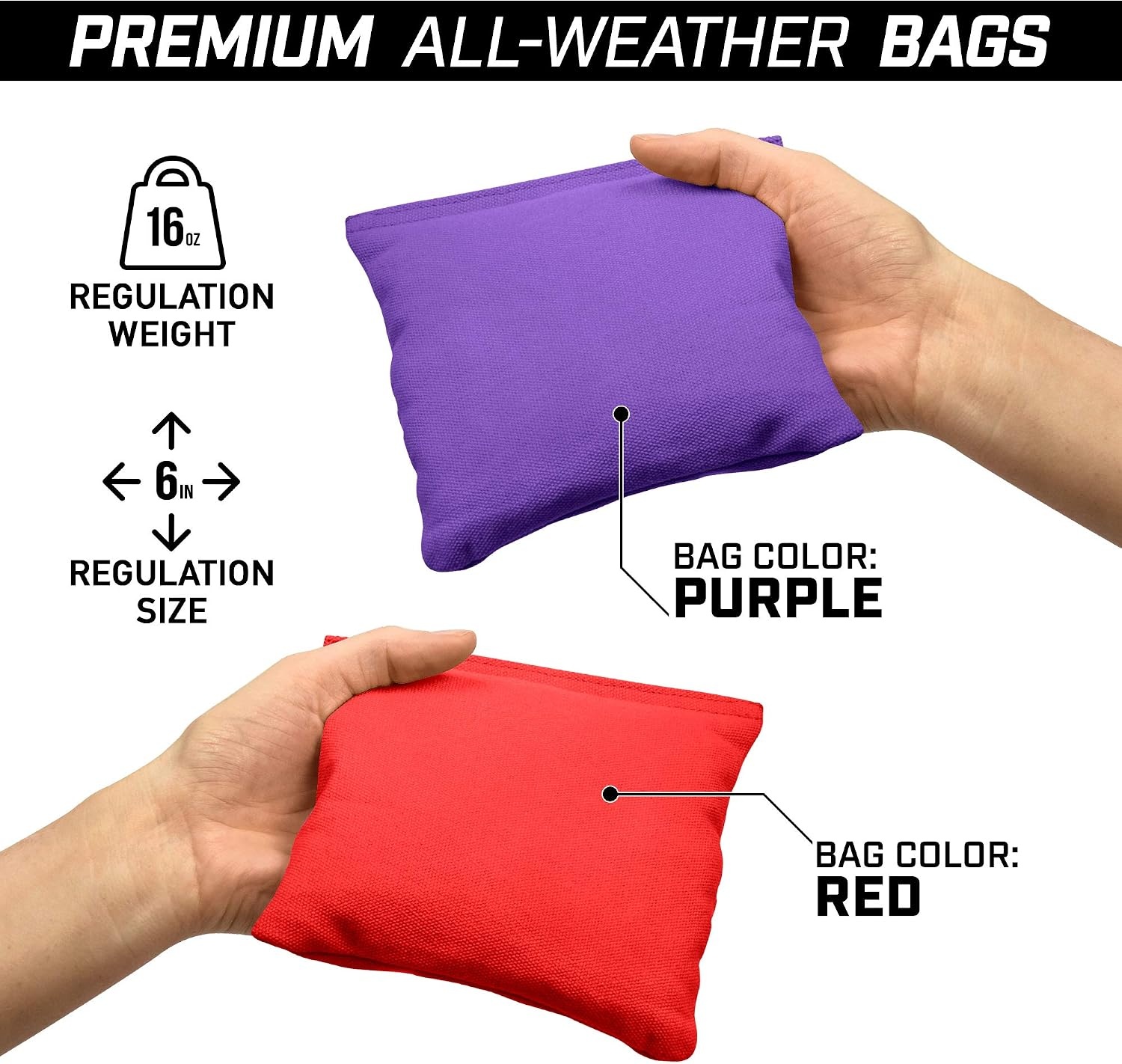 image:imageGoSports 4 x 2 Commercial Grade Cornhole Boards Set  Natural Wood Cornhole Boards Choose from Different Bean Bag Color CombinationsPurple  Red