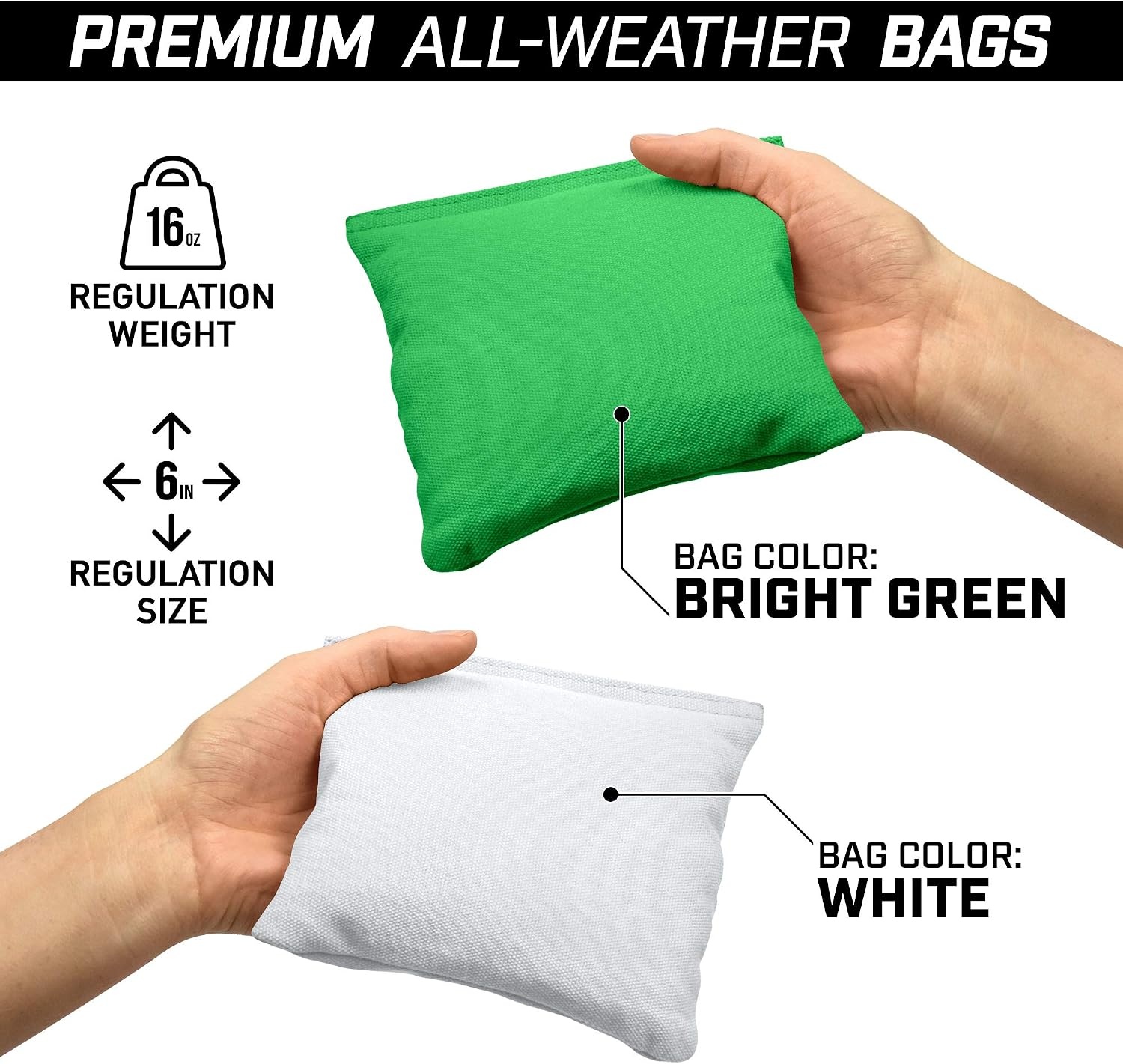 image:imageGoSports 4 x 2 Commercial Grade Cornhole Boards Set  Natural Wood Cornhole Boards Choose from Different Bean Bag Color CombinationsWhite  Bright Green