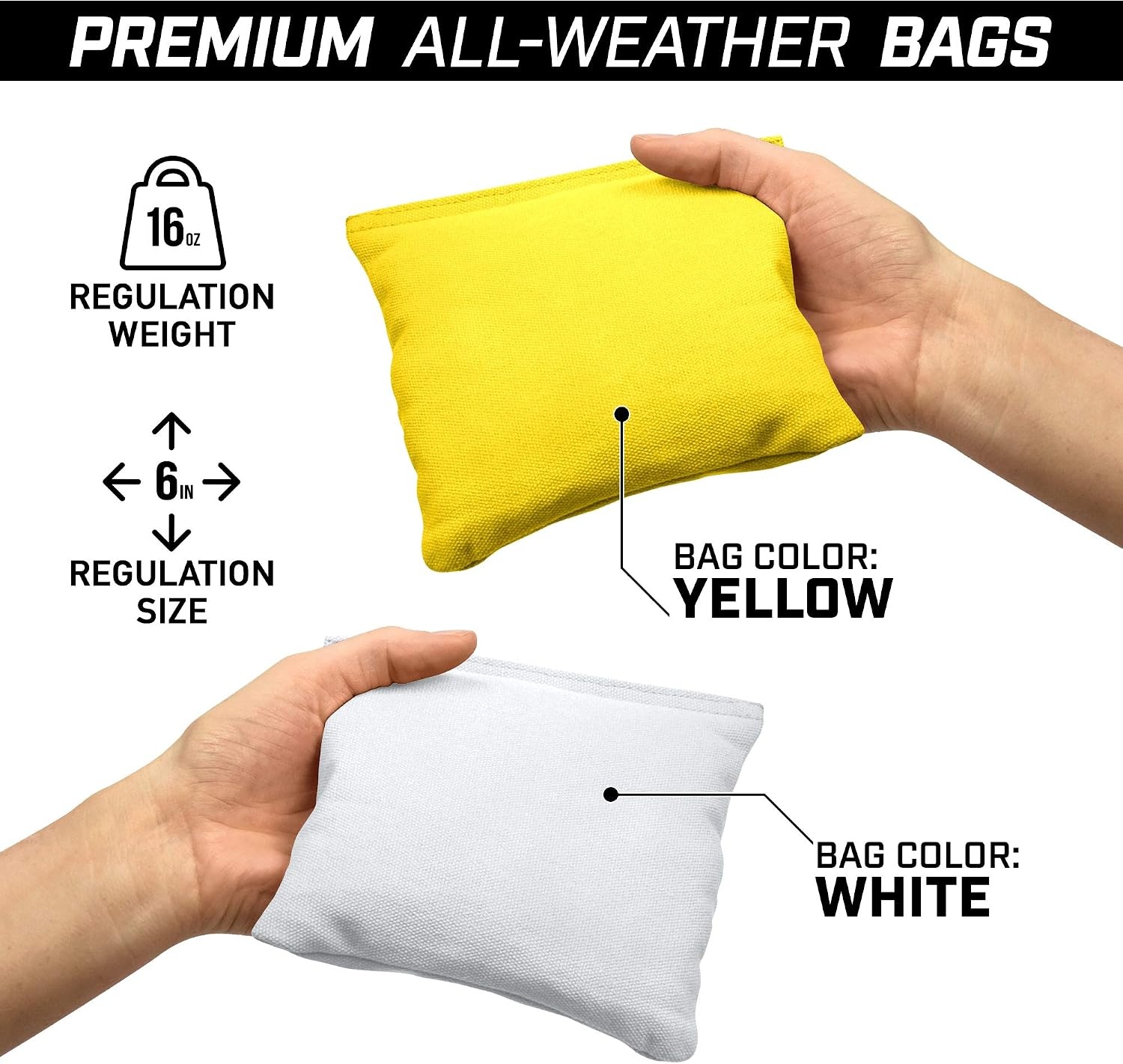 image:imageGoSports 4 x 2 Commercial Grade Cornhole Boards Set  Natural Wood Cornhole Boards Choose from Different Bean Bag Color CombinationsWhite  Yellow