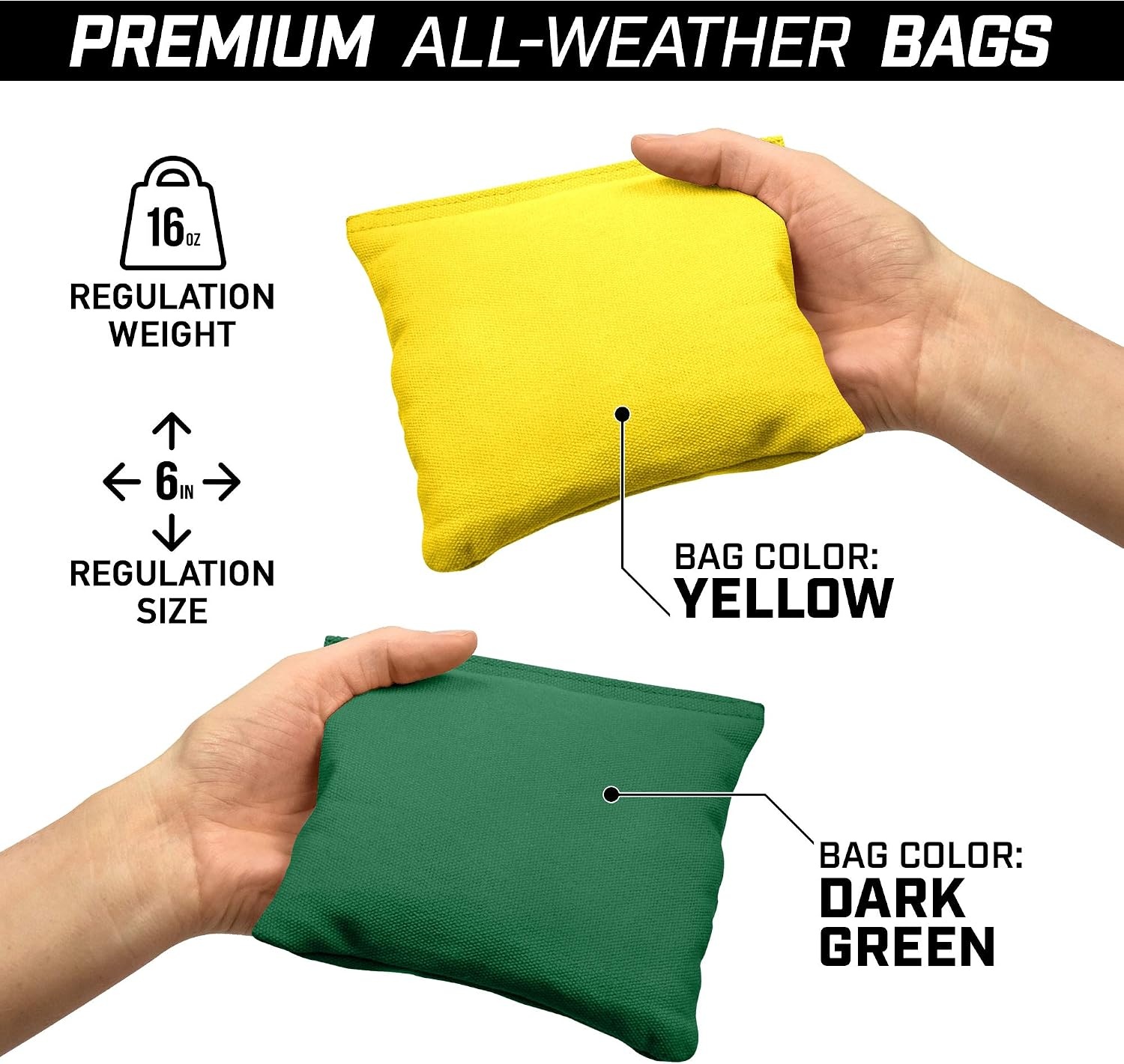 image:imageGoSports 4 x 2 Commercial Grade Cornhole Boards Set  Natural Wood Cornhole Boards Choose from Different Bean Bag Color CombinationsYellow  Dark Green