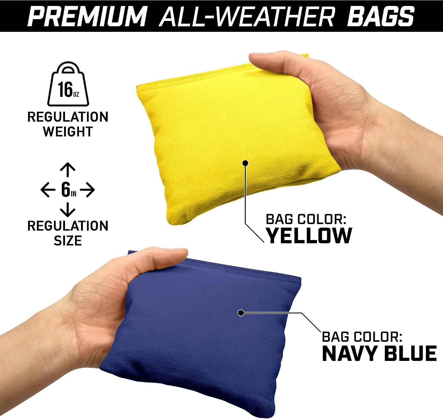 image:imageGoSports 4 x 2 Commercial Grade Cornhole Boards Set  Natural Wood Cornhole Boards Choose from Different Bean Bag Color CombinationsYellow  Navy Blue