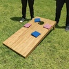 image:imageGoSports 4 ft x 2 ft Regulation Size Wooden Cornhole Boards Set with Light Brown Finish  Includes Carrying Case and Bean BagsBlack  Bright Green
