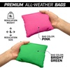 image:imageGoSports 4 ft x 2 ft Regulation Size Wooden Cornhole Boards Set with Light Brown Finish  Includes Carrying Case and Bean BagsBright Green  Pink