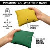 image:imageGoSports 4 ft x 2 ft Regulation Size Wooden Cornhole Boards Set with Light Brown Finish  Includes Carrying Case and Bean BagsDark Green  Gold