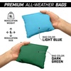 image:imageGoSports 4 ft x 2 ft Regulation Size Wooden Cornhole Boards Set with Light Brown Finish  Includes Carrying Case and Bean BagsDark Green  Light Blue