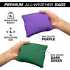 image:imageGoSports 4 ft x 2 ft Regulation Size Wooden Cornhole Boards Set with Light Brown Finish  Includes Carrying Case and Bean BagsDark Green  Purple
